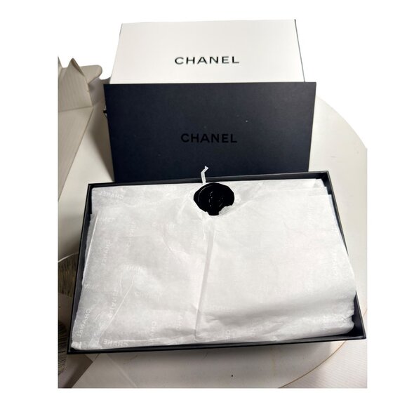 Chanel Authentic Gift Box & Envelope, Stamp Wrap w/ Logo Gold Ribbon & Packaging - Picture 8 of 11